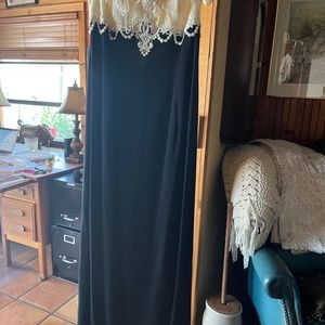 Dress: Black off the shoulder with lace trim